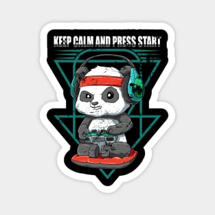 Funny Panda Gaming Gamer keep calm and press start Magnet