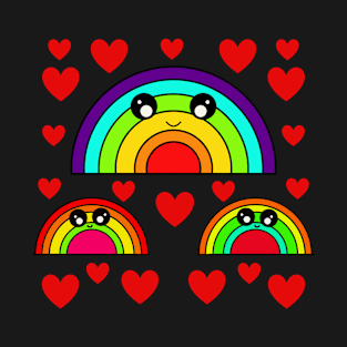 Kawaii Rainbow With Hearts T-Shirt