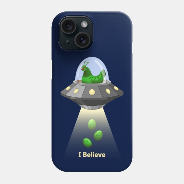 Funny Green Alien Chicken Egg Abduction Phone Case by csforest