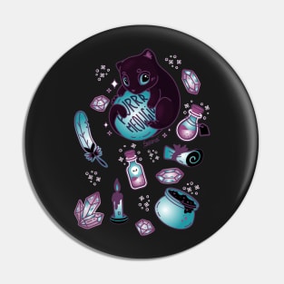 Purr meowgic black magic cat Pin