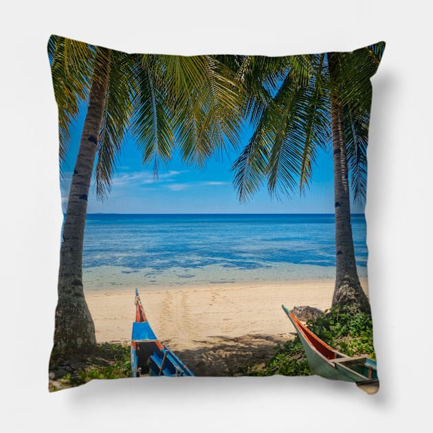 Panaraga Beach, Barobo, Surigao del Sur, Mindanao, Philippines Pillow by Upbeat Traveler