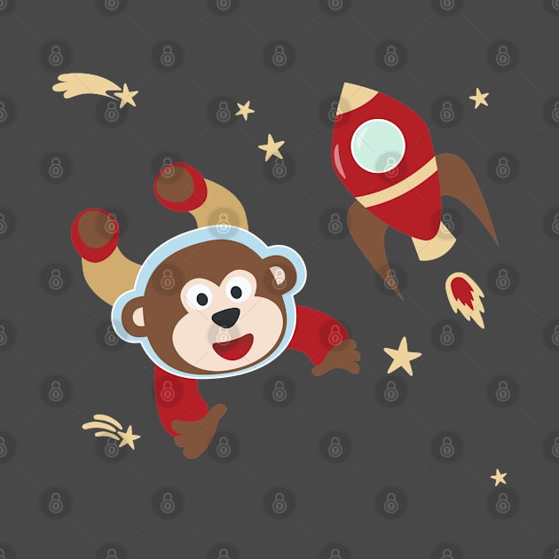 Space monkey or astronaut in a space suit with cartoon style by KIDS APPAREL