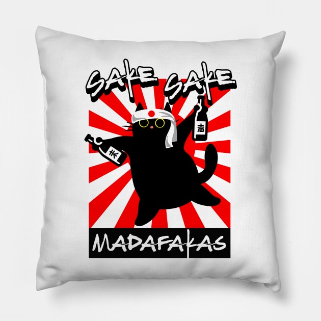 Sake, Sake Madafakas Pillow by Delicious Art