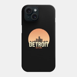 Detroit city skyline skyscraper vintage retro Phone Case