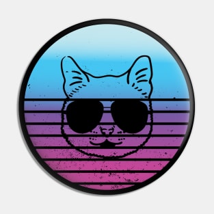 Unique Vintage Retro Cat Face With Sunglass Pin