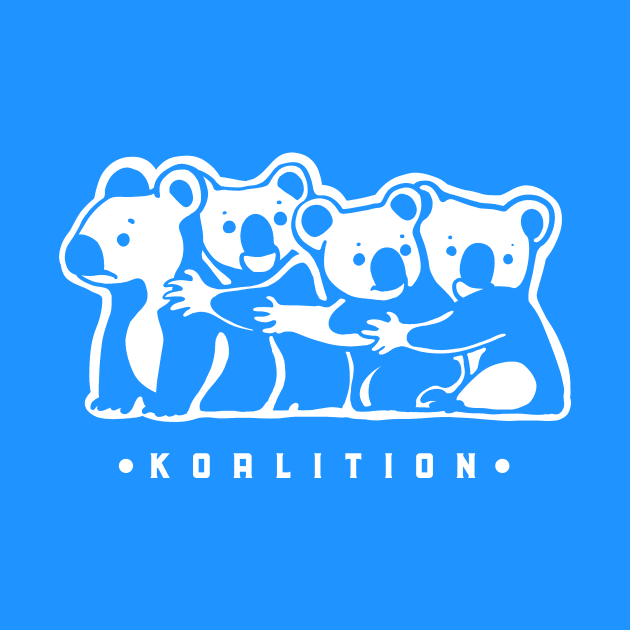 Funny coalition pun. Bunch of cute koalas in minimal style by croquis design