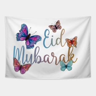 Eid Mubarak Blessed Eid Al Fitr Eid Al Adha Muslim Feast Watercolor Butterfly Tapestry