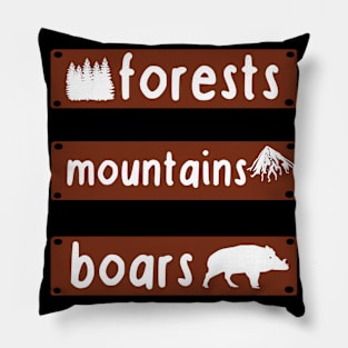 Wild boar forest mountains design men fan hunter Pillow