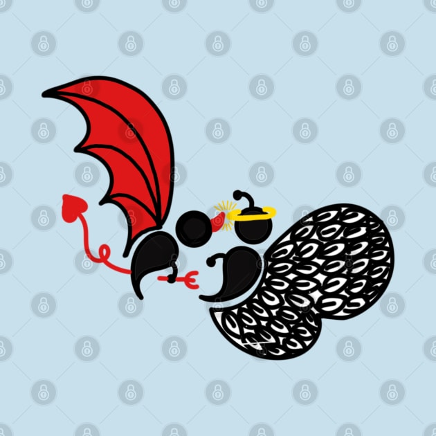 Clashing Angel and Demon Semicolon Butterflies by birdiestreasuretrove