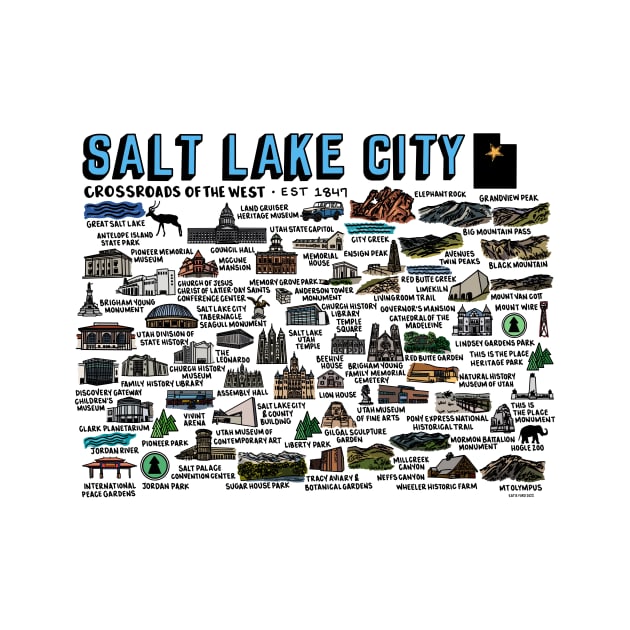 Salt Lake City Map by fiberandgloss