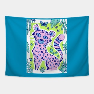 Pink Jungle Leopard Cat in Acrylic Tapestry