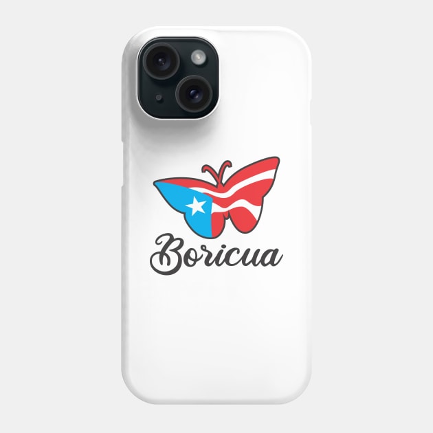 Boricua Flag Butterfly Puerto Rico Text Phone Case by bydarling