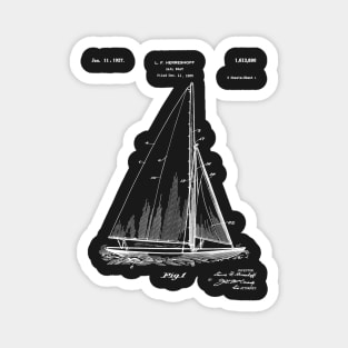 Sailboat Patent - Yacht Art - Black Chalkboard Magnet