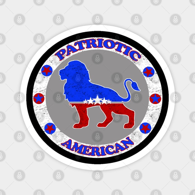 USA Patriotic American Lion Red White and Blue Courage and Strength Magnet by DesignFunk