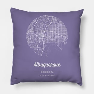 City map in purple: Albuquerque New Mexico, USA with retro vintage flair Pillow