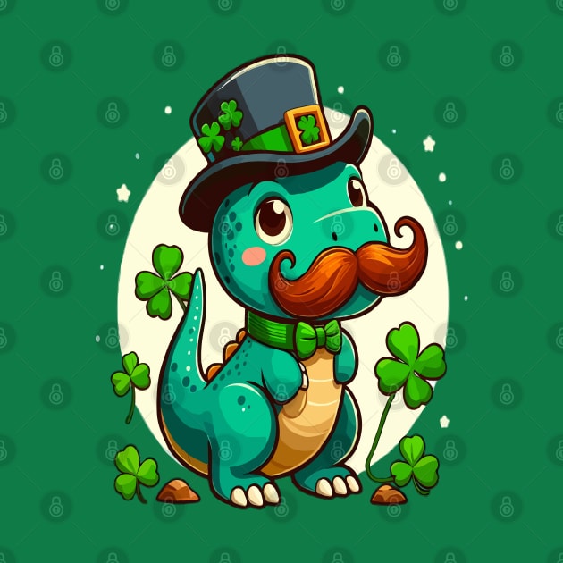 st patricks day Funny dinosaur with mustache by WOLVES STORE