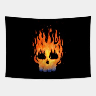 Fire Skull watercolor Tapestry