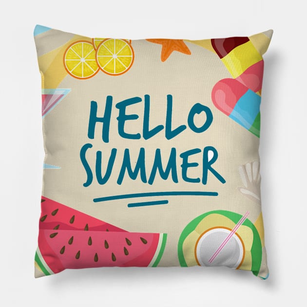 Hello Summer Pillow by King Tiger