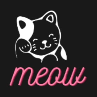 Meow Cat TShirt  - Cute Cat Wordplay TShirt T-Shirt