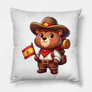 Cute traveling cowboy bear Pillow