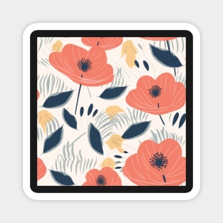 Minimalist Seamless Floral Pattern Spring Flower Bloom Magnet