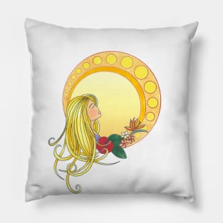 Gold lady - Art Nouveau style Pillow