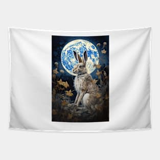 Hare, Pagan Hare, Pagan Art, Moon, Animal, Tapestry