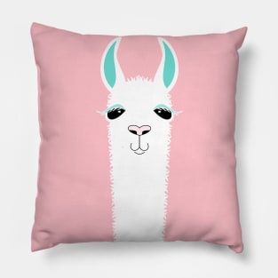 ALPACA LLAMA PORTRAIT ON EGGSHELL PINK Pillow