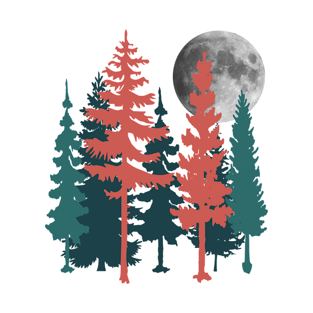 Full Moon Between Trees by PallKris