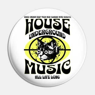 HOUSE MUSIC  - Underground Cat (Black/Yellow) Pin