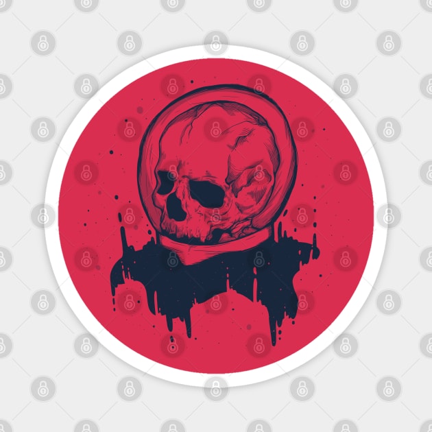 Red Cosmic Space Skull Magnet by Jess Adams