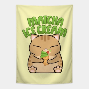 Chubby Cat Matcha Ice Cream Tapestry