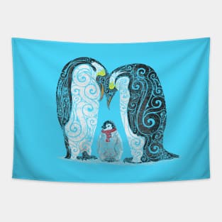 Swirly Penguin Family Tapestry