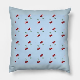 Cherries Light Blue Pillow