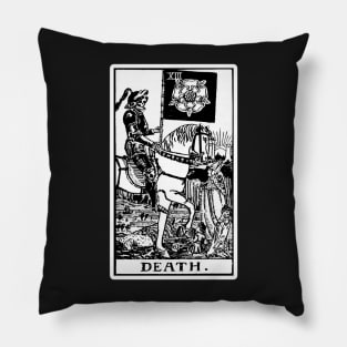 XII. Death Tarot Card | Black and white Pillow