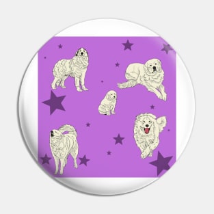 Great Pyrenees Pattern Pink Pin