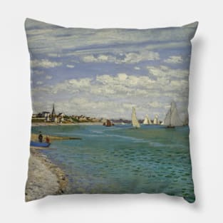 Regatta at Sainte-Adresse by Claude Monet Pillow