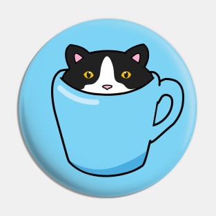 Cute tuxedo cat sitting in a cup Pin