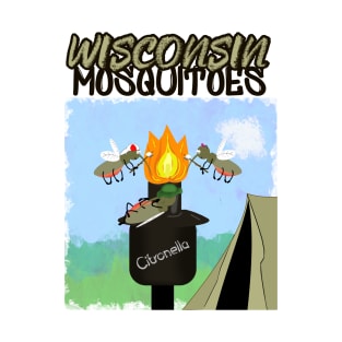 Wisconsin Mosquitoes Cartoon - Camping by Tiki Torch T-Shirt