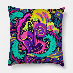 Trippy Floral Pattern Pillow