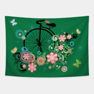 Big wheel bicycle with flowers Tapestry