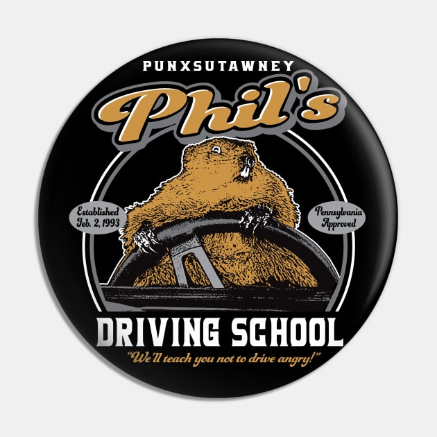 Punxsutawney Phil's Driving School Pin by Alema Art