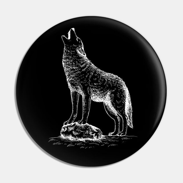 Howling Wolf (White) Pin by illucalliart