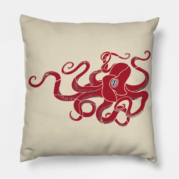 Red Pacific Octopus Pillow by R Honey Pots