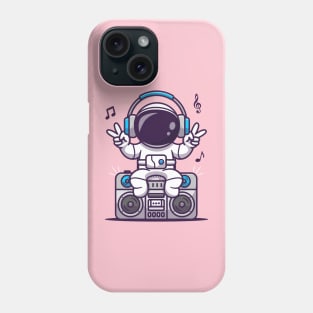 Cute Astronaut Listening With BoomBox Cartoon Phone Case