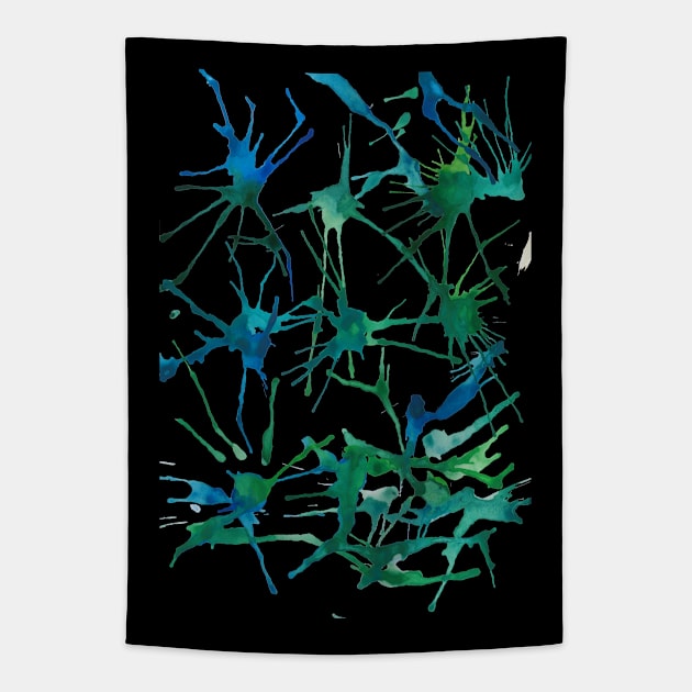 Ocean Splash Doodle Tapestry by Red Wolf