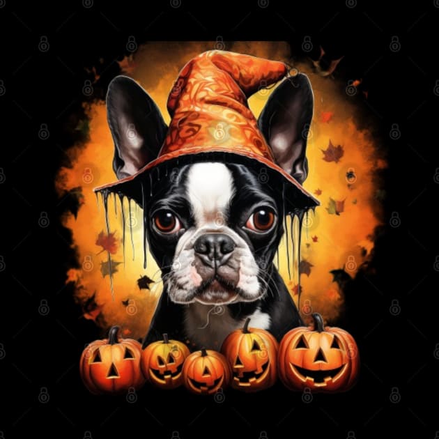 Halloween Boston terrier in Hat by NatashaCuteShop