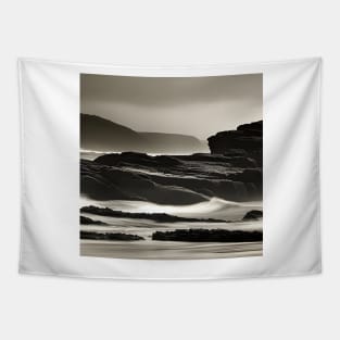 Victorian Coastal landscape Rock Waves Photo Tapestry