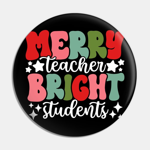 Merry Teacher Bright Students Christmas Teacher Pin by Jsimo Designs