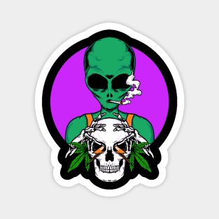 Alien Smokin' Weeds Magnet